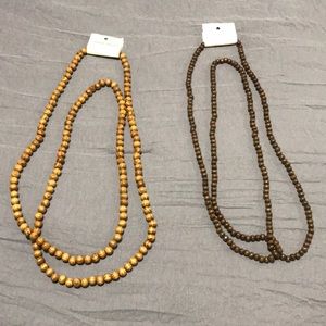 Wood bead wrap necklaces. Both new with tags.